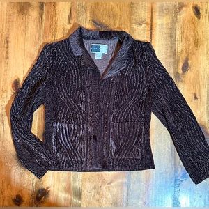 Crushed Velvet Brown Jacket Blazer Women’s size Small. By Rhonda Stark.